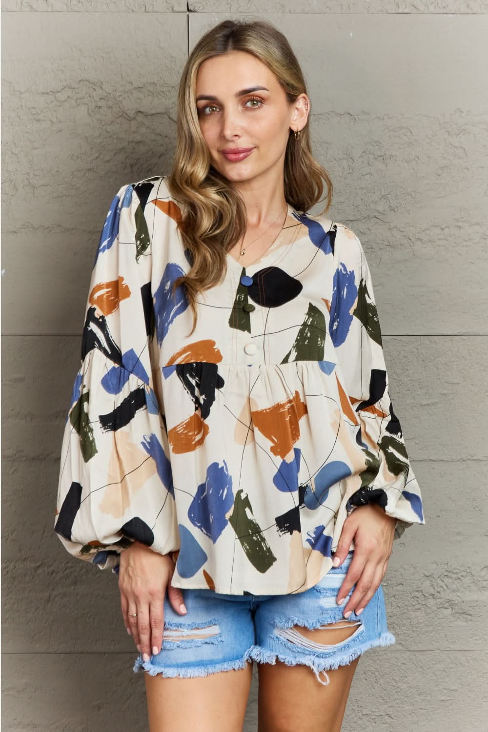 Hailey & Co Wishful Thinking Multi Colored Printed Blouse - ShalayeFashion