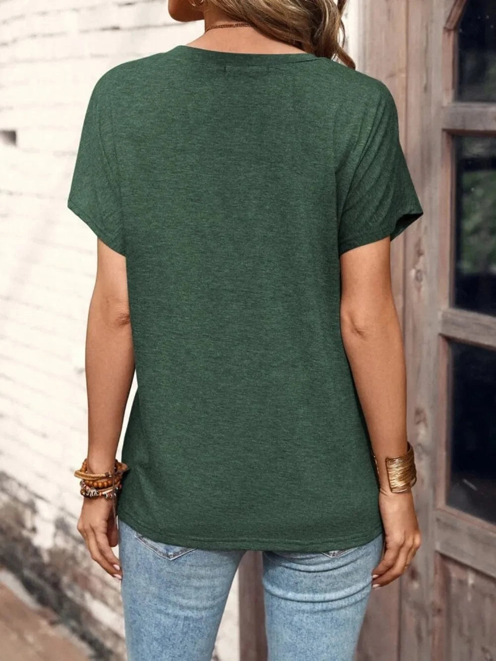 Half Button Short Sleeve Top - ShalayeFashion