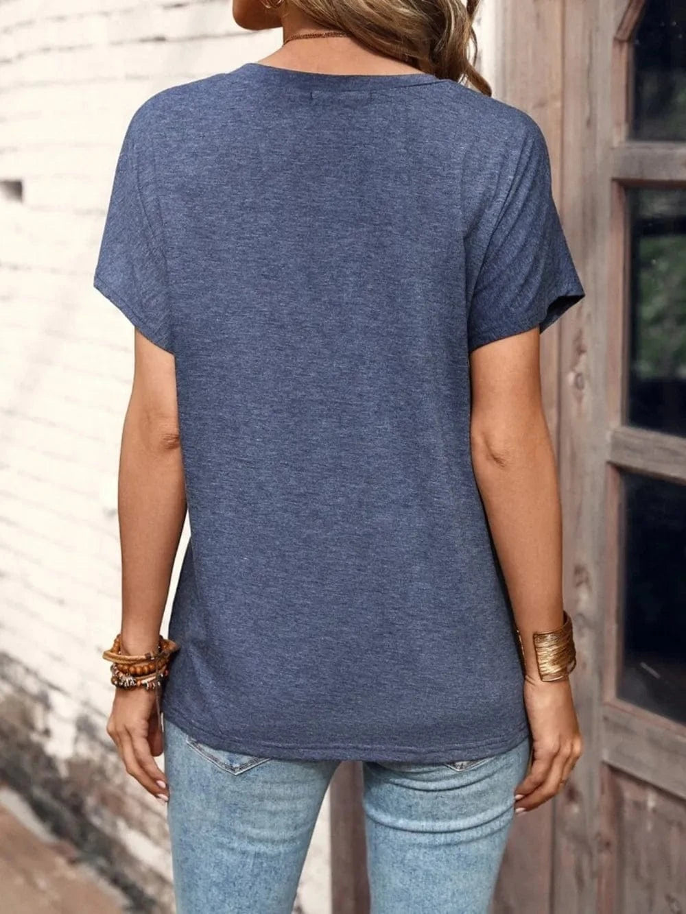 Half Button Short Sleeve Top - ShalayeFashion