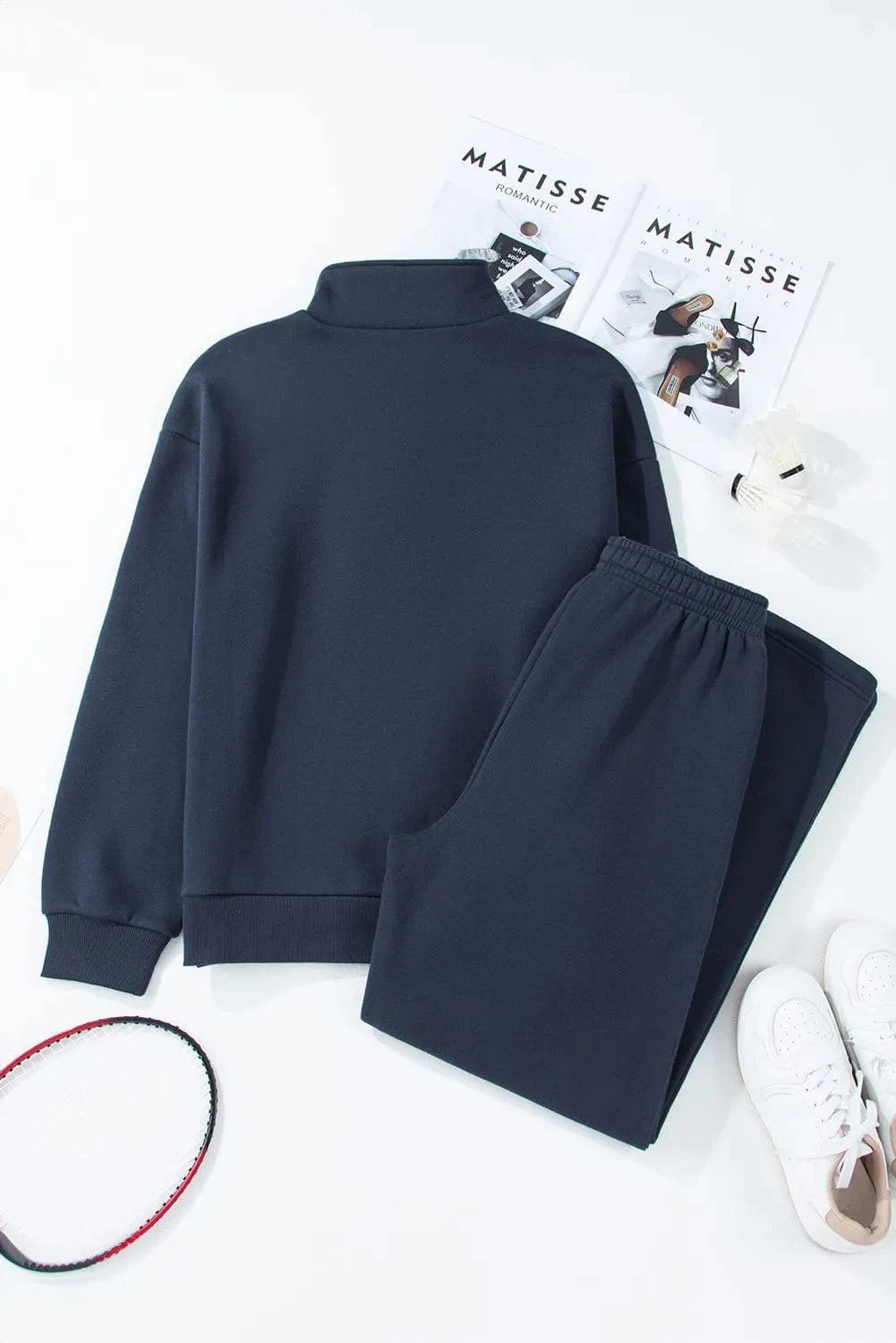 Half Snap Long Sleeve Top and Pants Active Set - ShalayeFashion