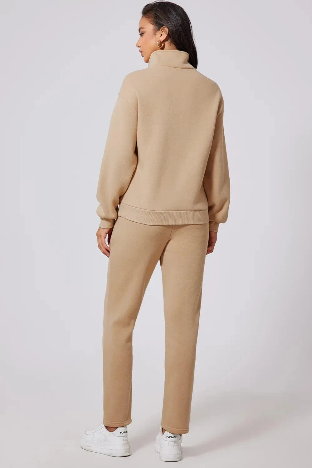 Half Snap Turtleneck Top and Pants Active Set - ShalayeFashion