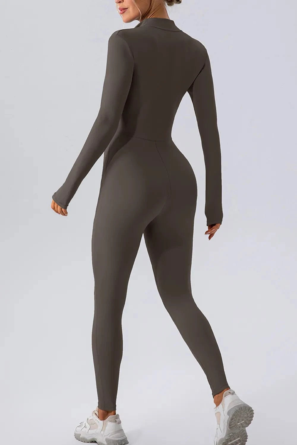 Half Zip Mock Neck Active Jumpsuit - ShalayeFashion