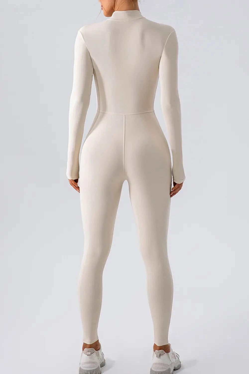 Half Zip Mock Neck Active Jumpsuit - ShalayeFashion
