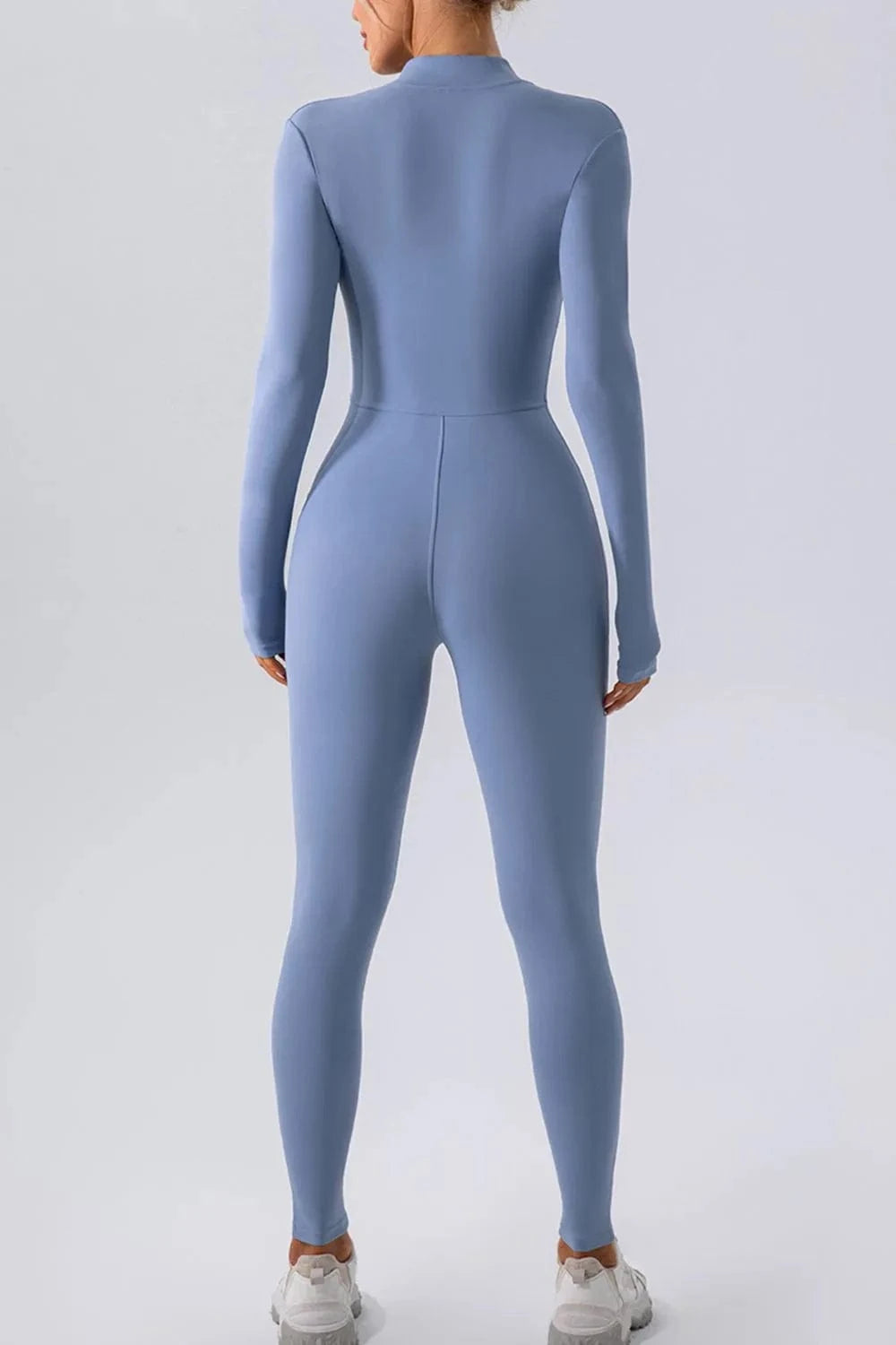 Half Zip Mock Neck Active Jumpsuit - ShalayeFashion