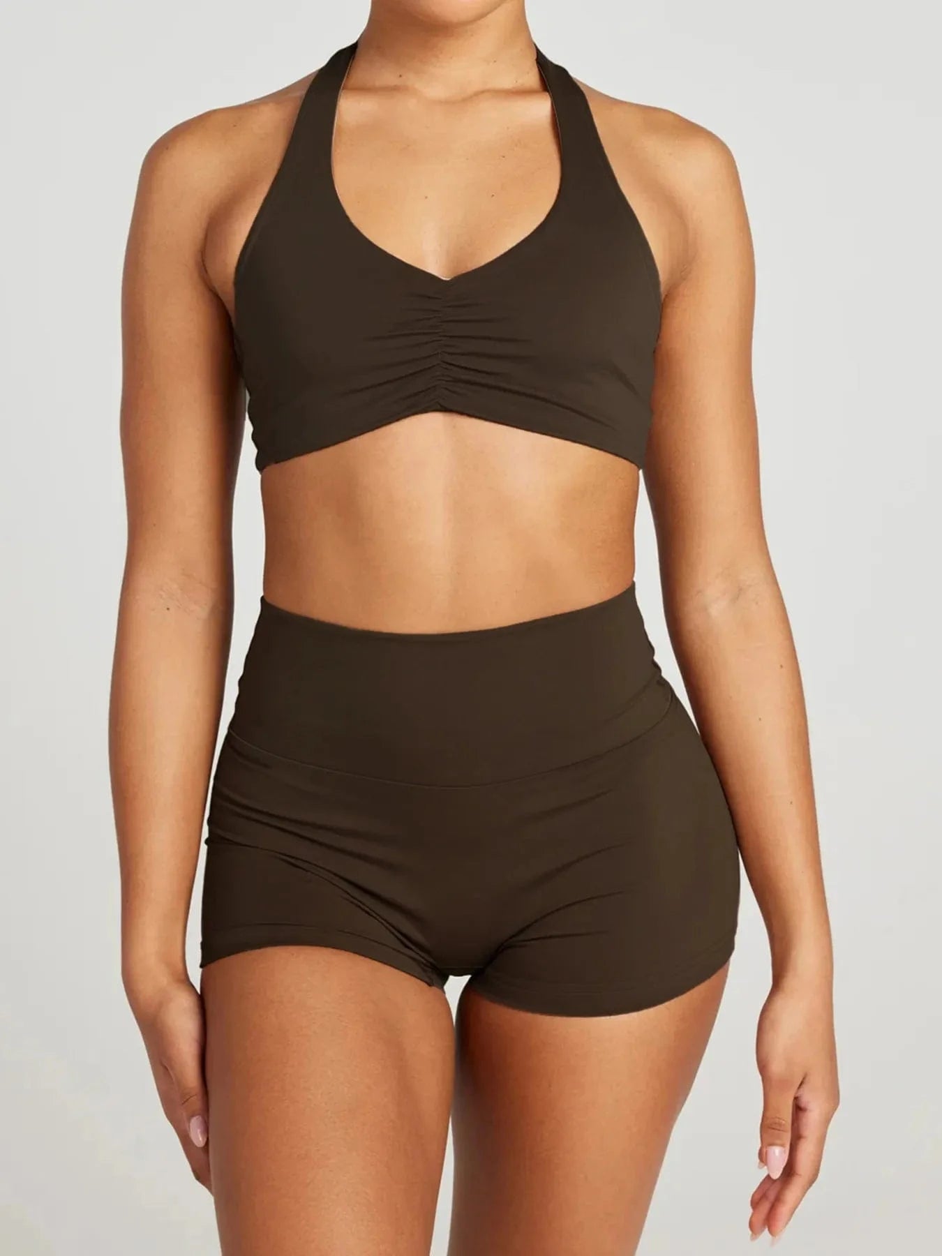 Halter Neck Cami and Shorts Active Set - ShalayeFashion