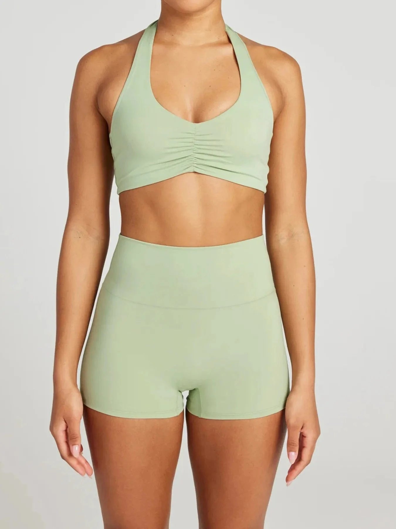 Halter Neck Cami and Shorts Active Set - ShalayeFashion