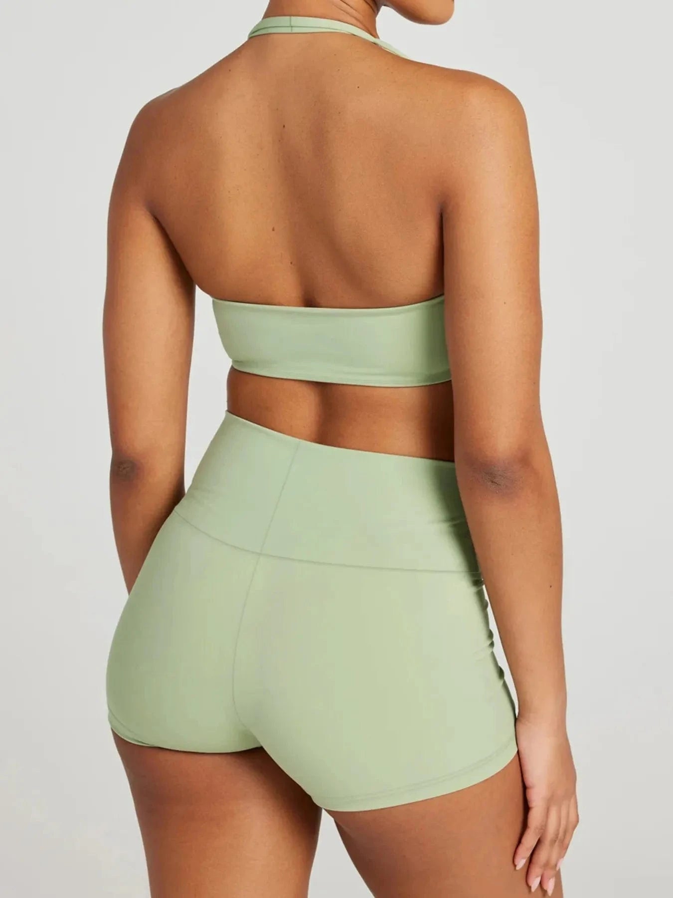 Halter Neck Cami and Shorts Active Set - ShalayeFashion