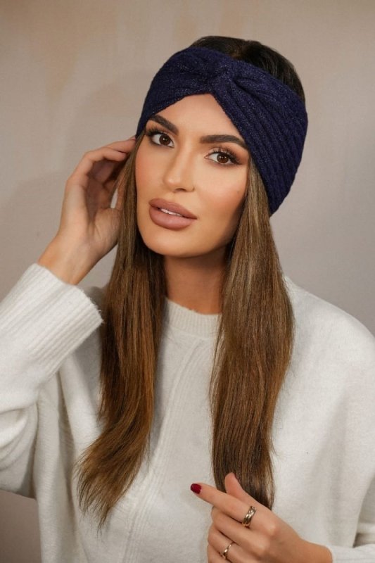 Headband Women Navy Blue Swirl Design Warm - ShalayeFashion