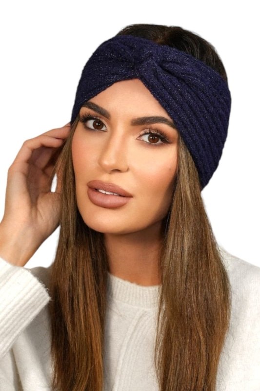 Headband Women Navy Blue Swirl Design Warm - ShalayeFashion