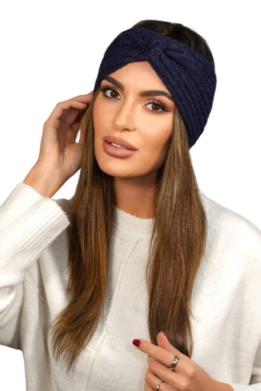 Headband Women Navy Blue Swirl Design Warm - ShalayeFashion