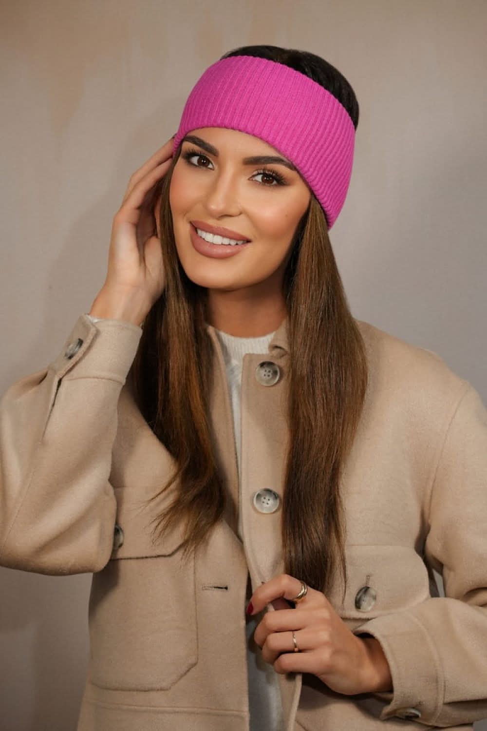 Headband Women Raspberry Ribbed Elegant - ShalayeFashion