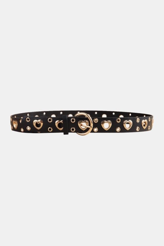 Heart Shape Alloy Detail PU Leather Belt - ShalayeFashion