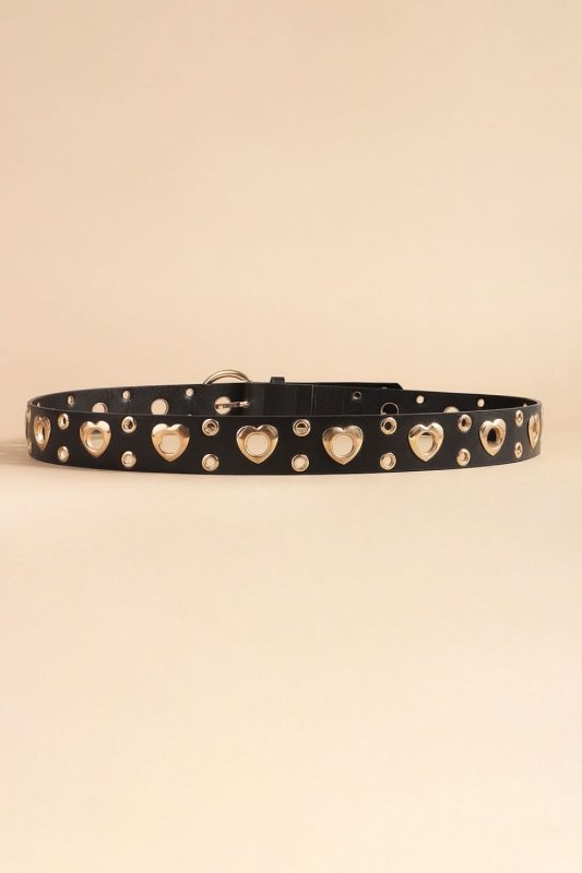 Heart Shape Alloy Detail PU Leather Belt - ShalayeFashion