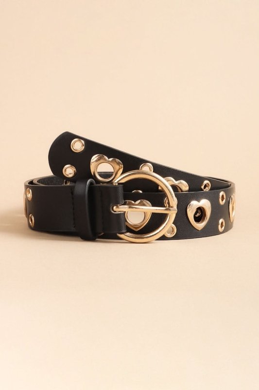 Heart Shape Alloy Detail PU Leather Belt - ShalayeFashion
