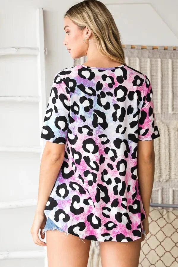 Heimish Full Size Crisscross Neck Animal Print Babydoll Top Plus Size - ShalayeFashion