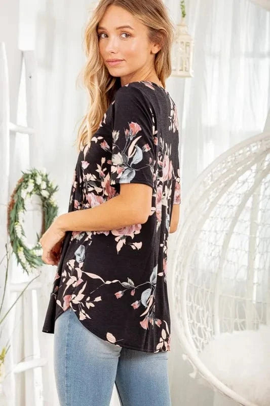 Heimish Full Size Crisscross Neck Floral Babydoll Top Plus Size - ShalayeFashion