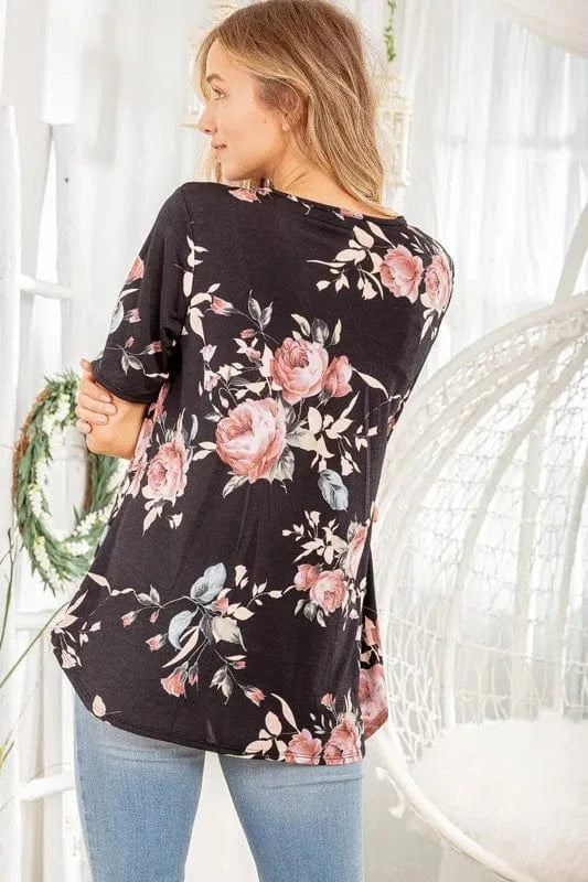 Heimish Full Size Crisscross Neck Floral Babydoll Top Plus Size - ShalayeFashion