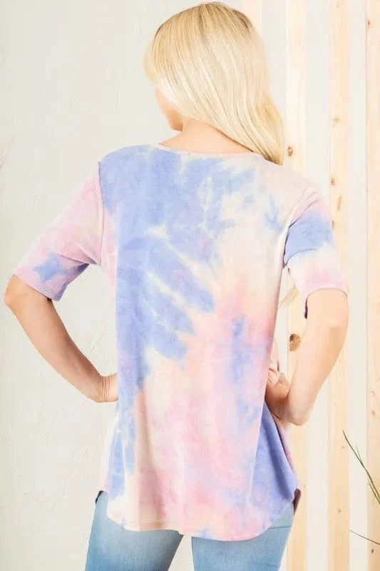 Heimish Full Size Crisscross Tie Dye Babydoll Top Plus Size - ShalayeFashion
