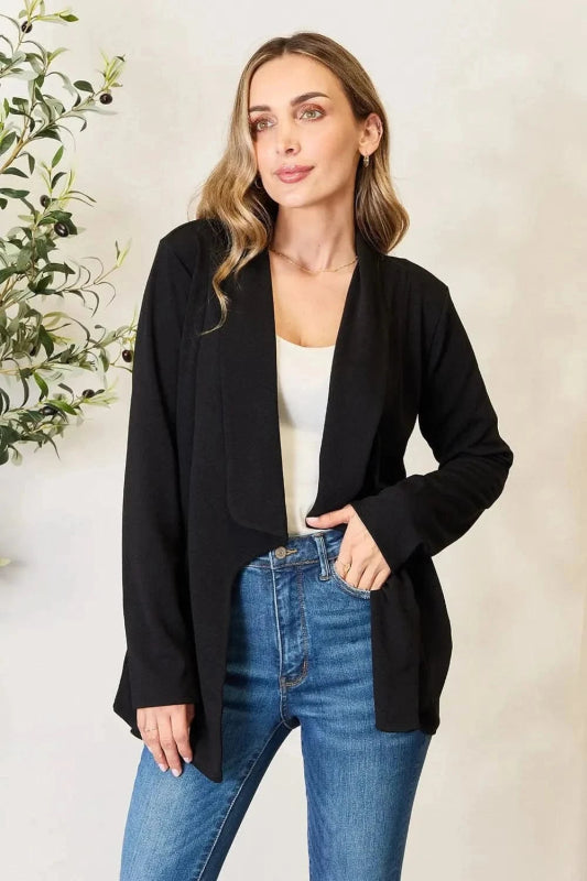Heimish Full Size Open Front Long Sleeve Blazer - ShalayeFashion