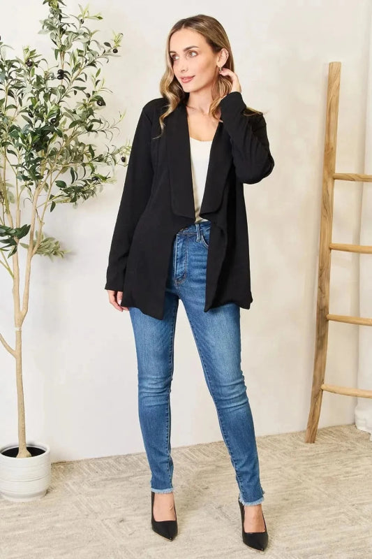 Heimish Full Size Open Front Long Sleeve Blazer - ShalayeFashion