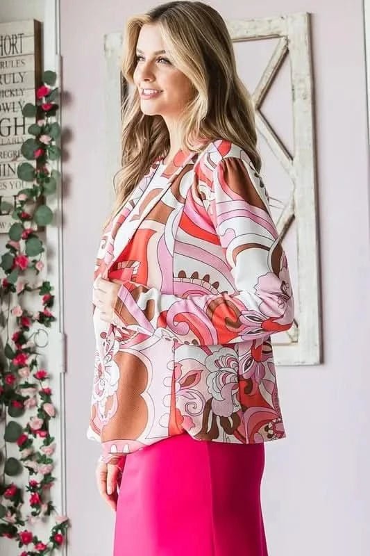Heimish Full Size Shawl Floral Open Blazers Plus Size - ShalayeFashion
