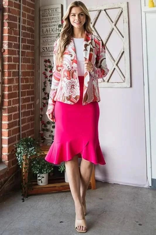 Heimish Full Size Shawl Floral Open Blazers Plus Size - ShalayeFashion