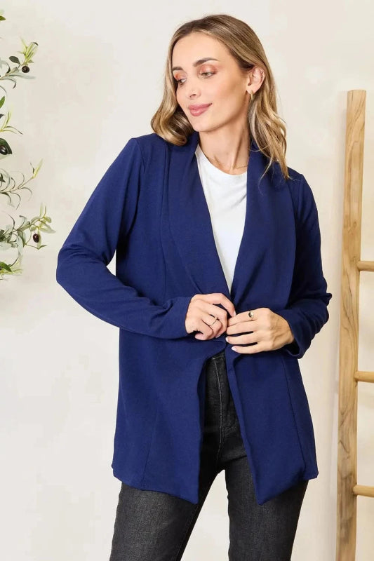 Heimish Full Size Statement Neck Open Front Blazer - ShalayeFashion