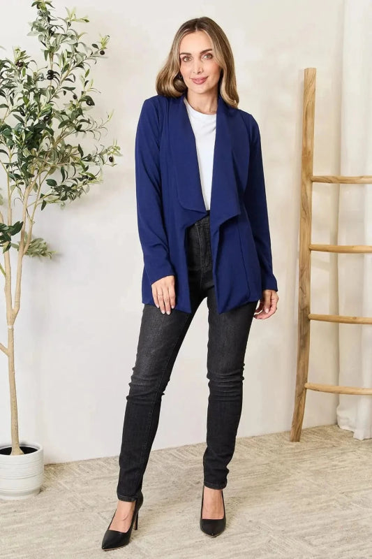 Heimish Full Size Statement Neck Open Front Blazer - ShalayeFashion
