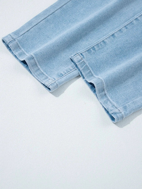 High Rise Barrel Relaxed Patch Pocket Jeans - ShalayeFashion