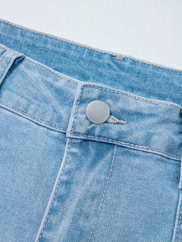 High Rise Barrel Relaxed Patch Pocket Jeans - ShalayeFashion
