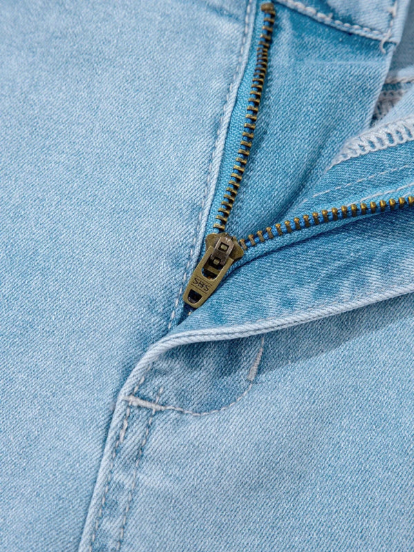 High Rise Barrel Relaxed Patch Pocket Jeans - ShalayeFashion