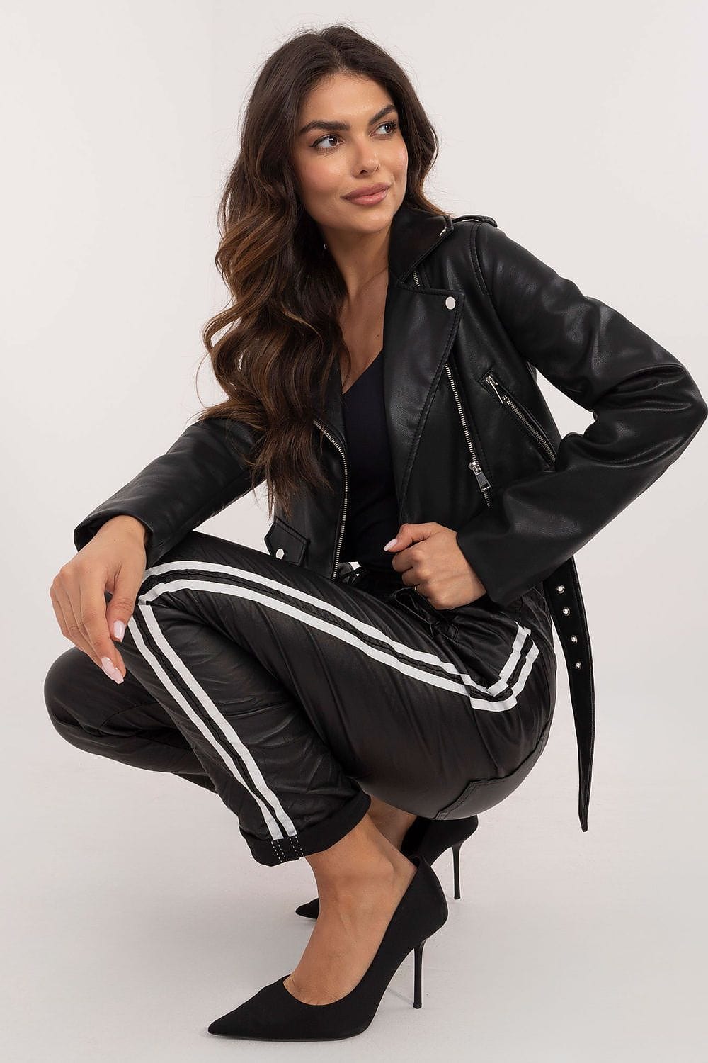 High Waist Women Pants Eco Leather - ShalayeFashion