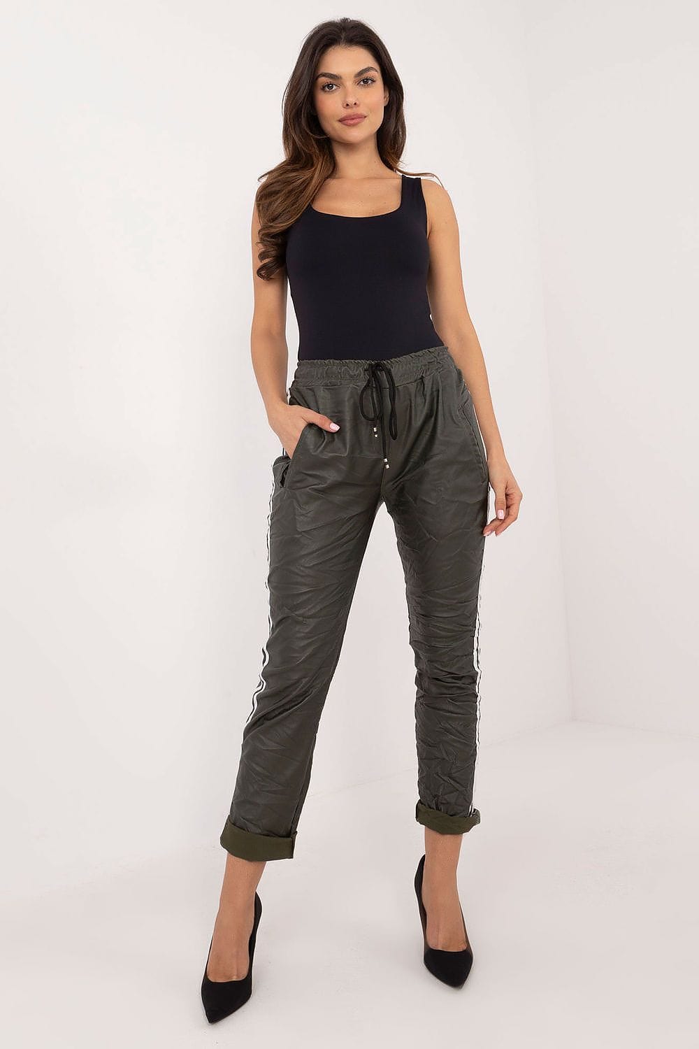 High Waist Women Pants Eco Leather - ShalayeFashion
