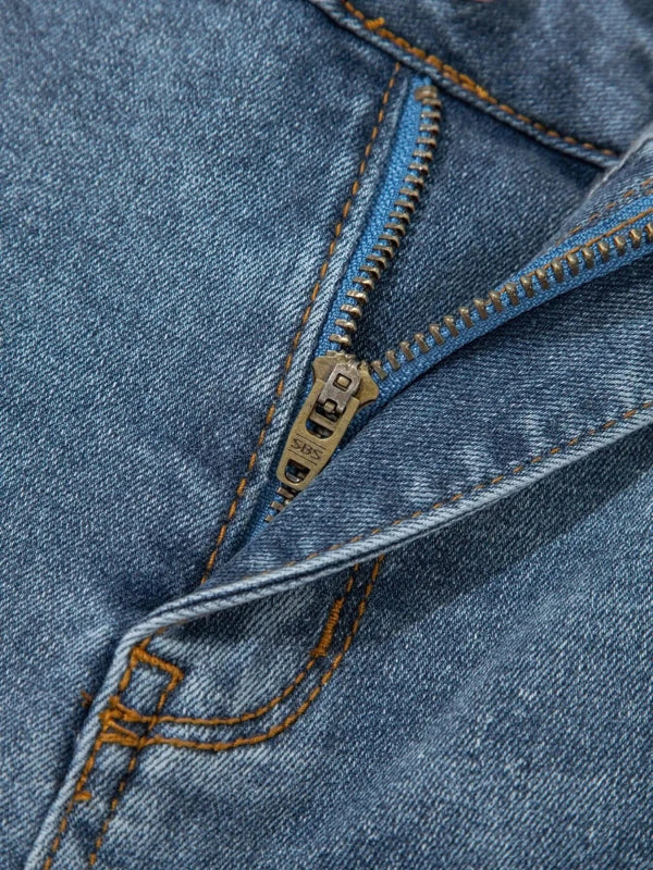 High - Waisted Flare Jeans with Seam Detail - ShalayeFashion