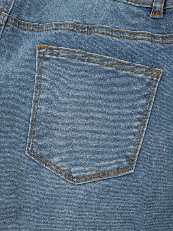 High - Waisted Flare Jeans with Seam Detail - ShalayeFashion