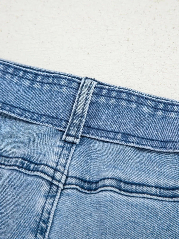 High Waisted Wide Leg Belted Jeans - ShalayeFashion