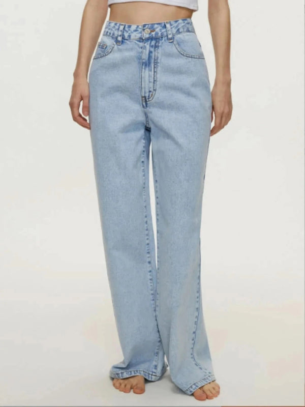 High - Waisted Wide Leg Jeans - ShalayeFashion