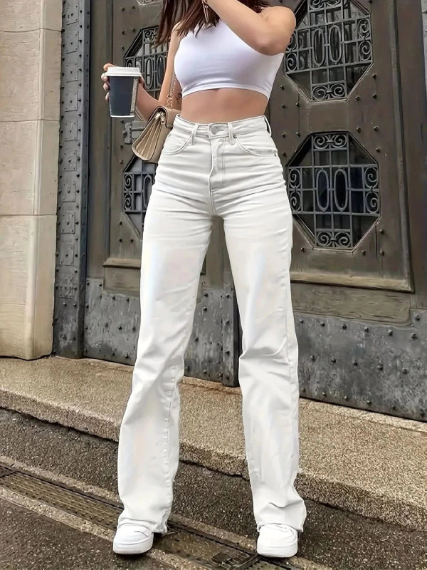 High - Waisted Wide Leg Jeans - ShalayeFashion