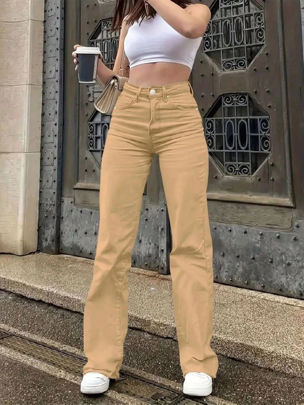 High - Waisted Wide Leg Jeans - ShalayeFashion