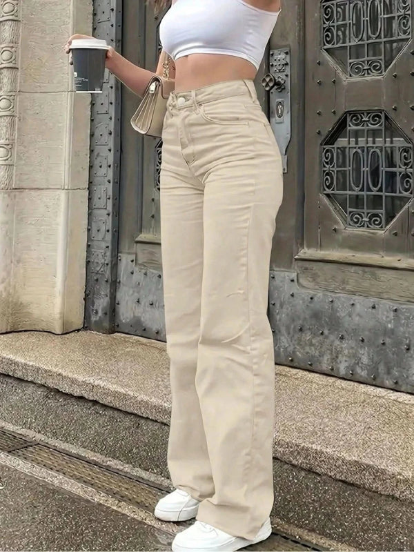 High - Waisted Wide Leg Jeans - ShalayeFashion