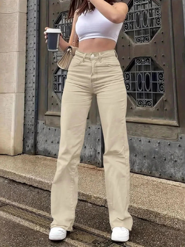 High - Waisted Wide Leg Jeans - ShalayeFashion