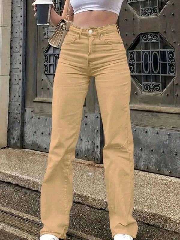 High - Waisted Wide Leg Jeans - ShalayeFashion