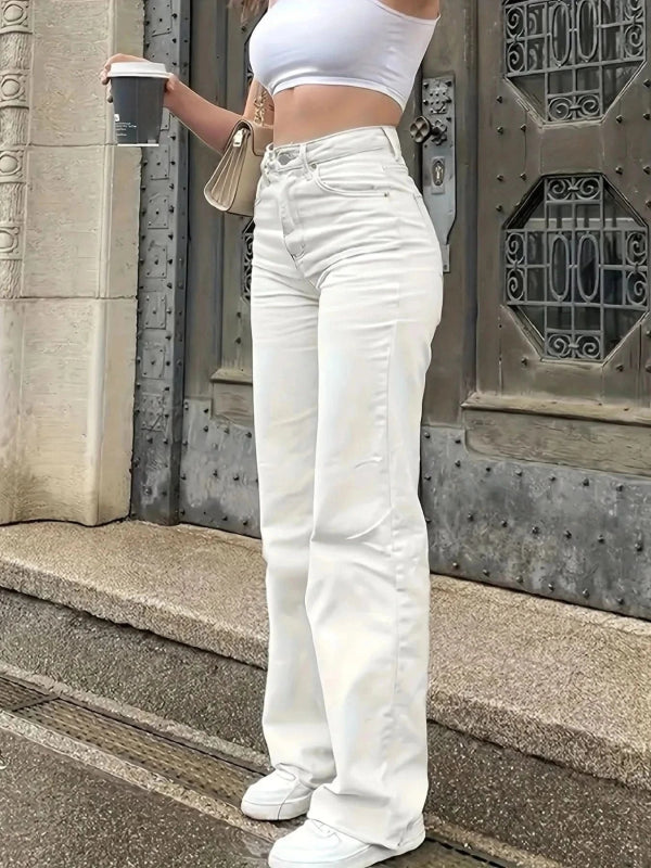 High - Waisted Wide Leg Jeans - ShalayeFashion