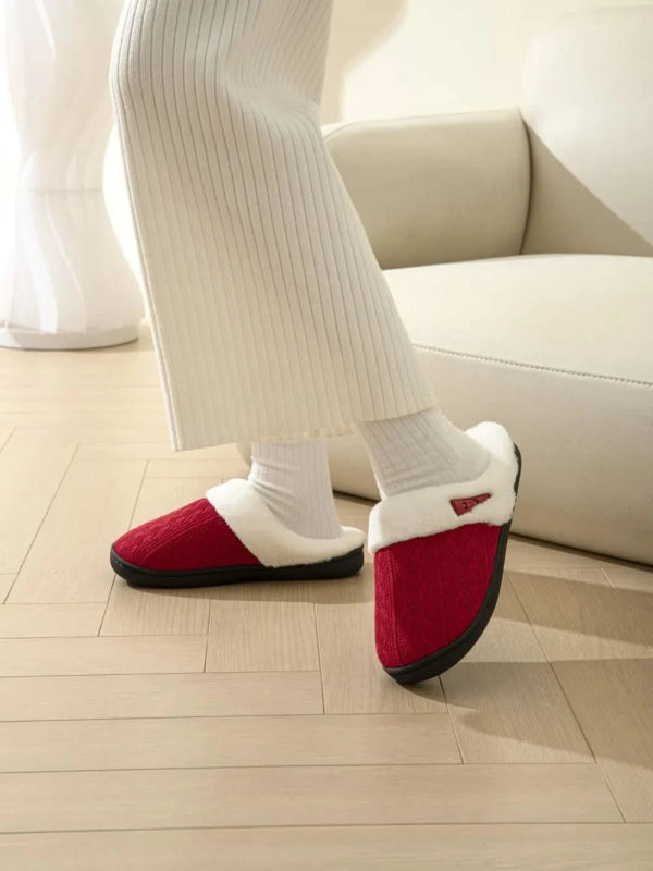 Horn Buckle Furry Texture Flat Slippers - ShalayeFashion