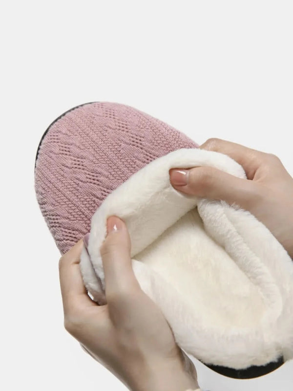 Horn Buckle Furry Texture Flat Slippers - ShalayeFashion