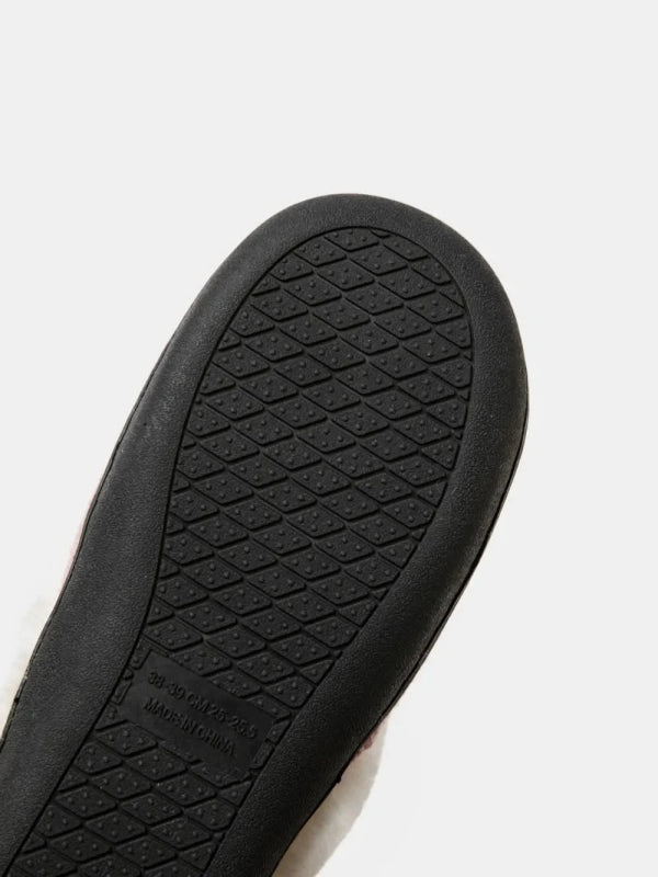 Horn Buckle Furry Texture Flat Slippers - ShalayeFashion