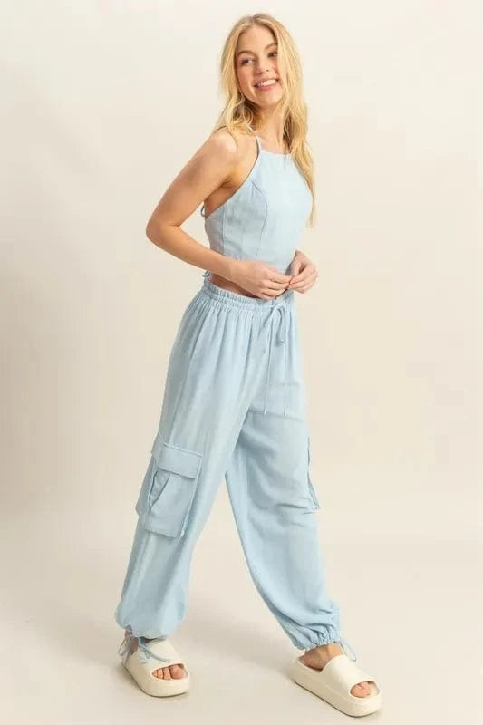 HYFVE Crop Top and Cargo Pants Set - ShalayeFashion