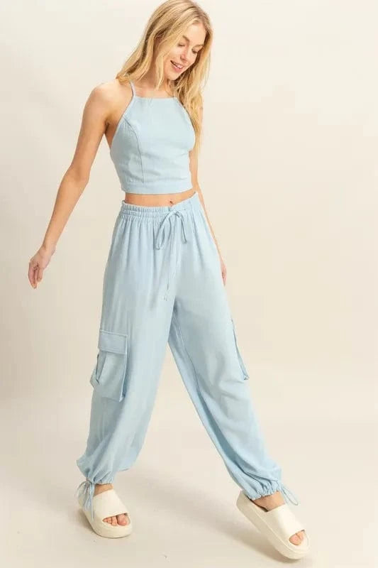 HYFVE Crop Top and Cargo Pants Set - ShalayeFashion