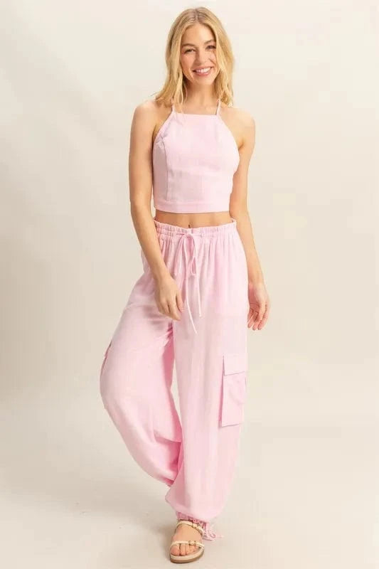 HYFVE Crop Top and Cargo Pants Set - ShalayeFashion