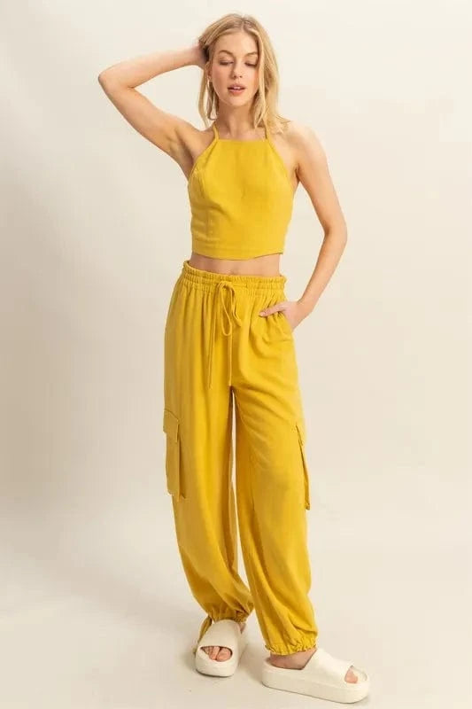 HYFVE Crop Top and Cargo Pants Set - ShalayeFashion